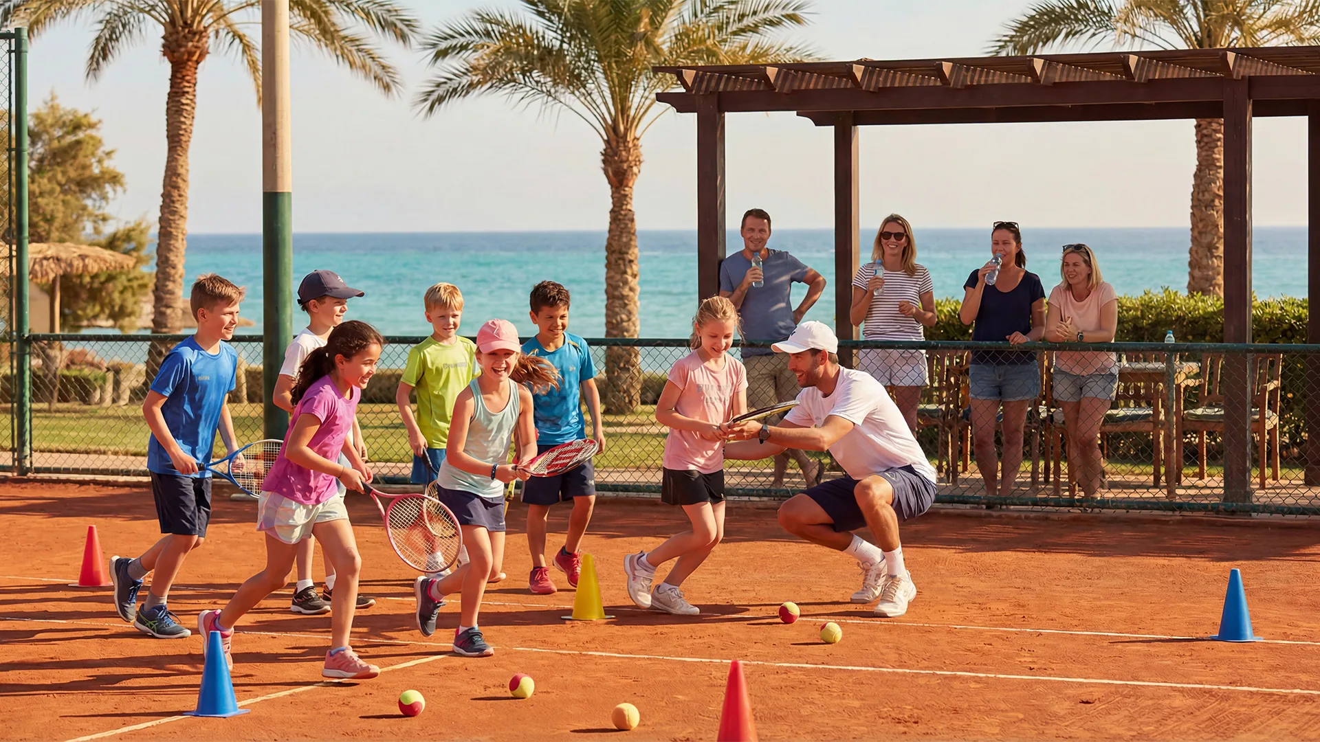 Kids and juniors tennis camp by the sea